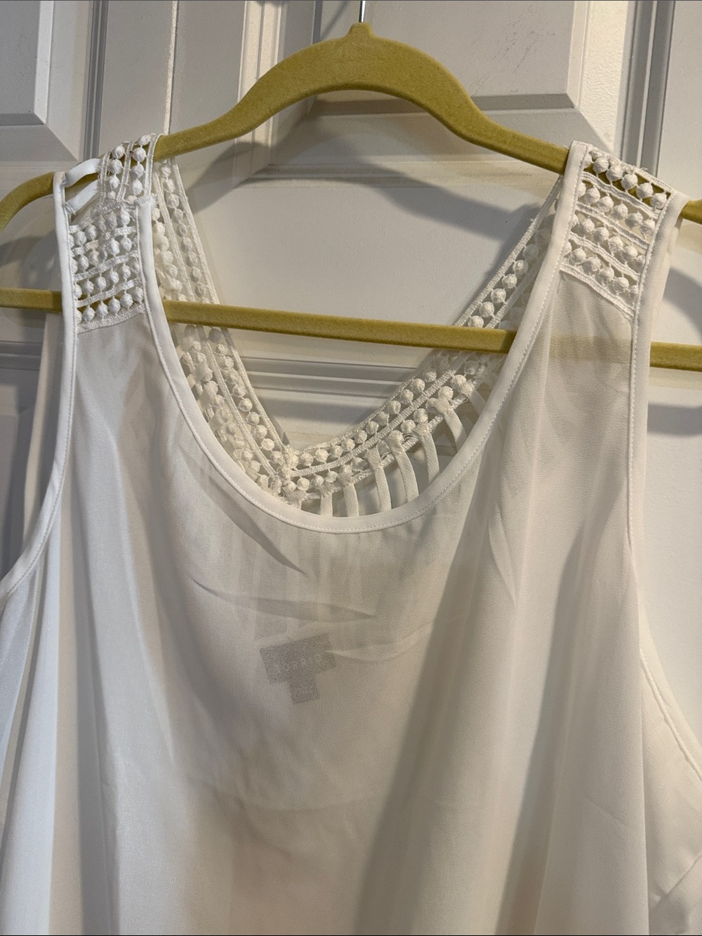 torrid White Crochet-Trim Sleeveless Tank Top - Picture 3 of 5